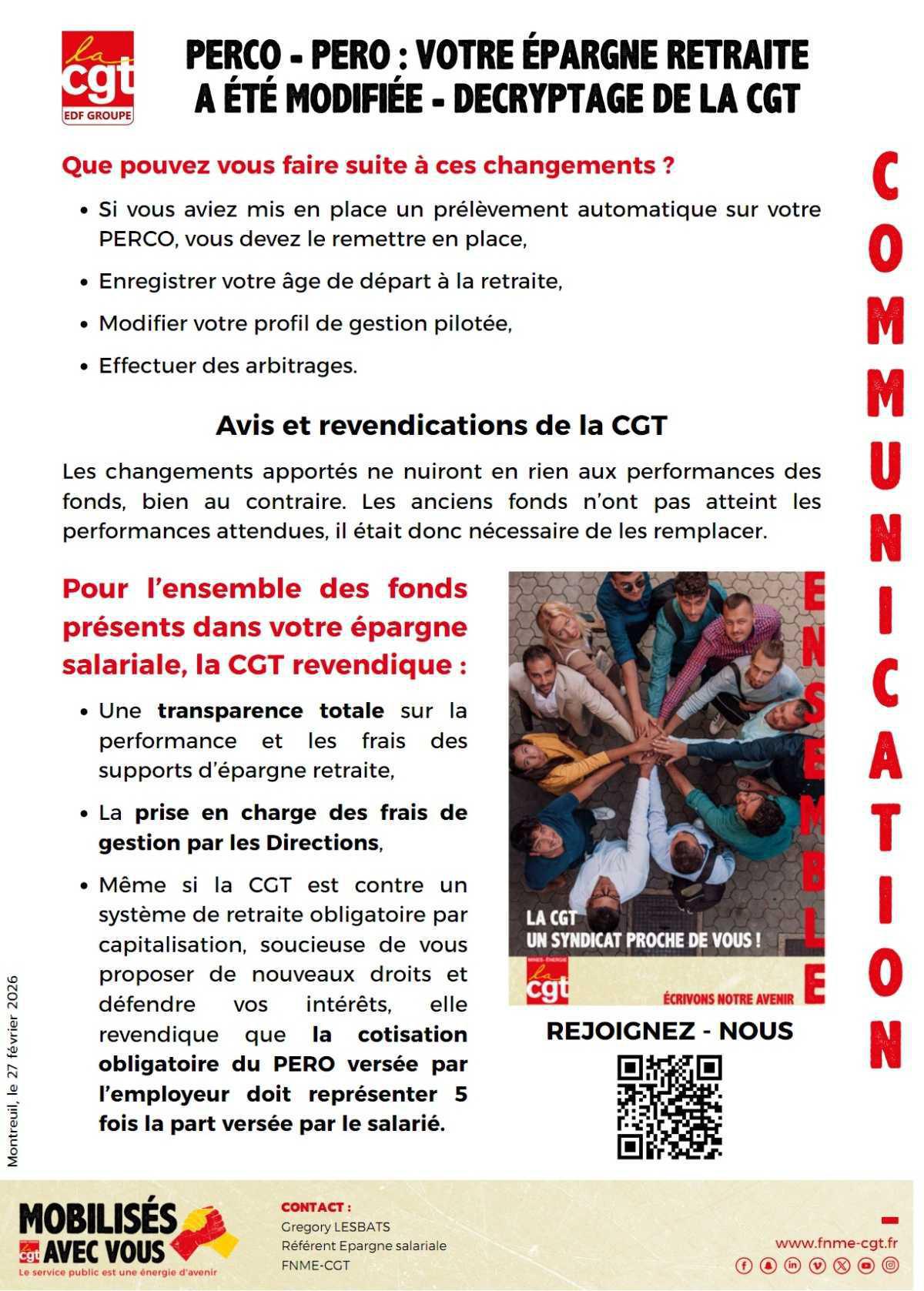 Changement PERCO -PERO