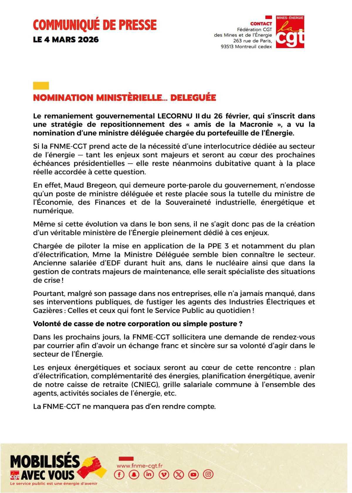 Nouvelle Ministre...mais déléguée