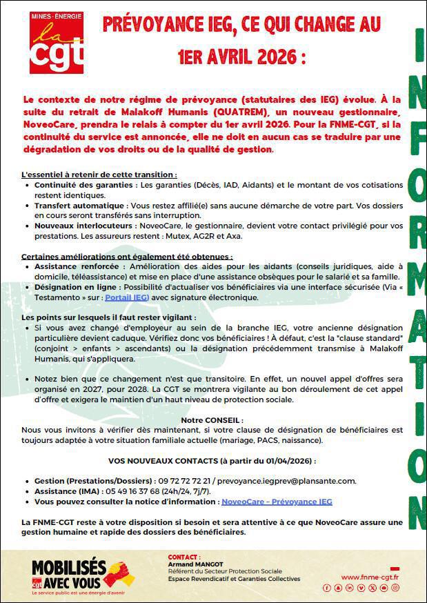 Garanties Prévoyance IEG, ce qui change