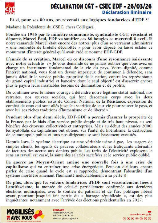 CSEC - 26/03/2026 - Déclaration 80 ans et situation éco-financière d'EDF
