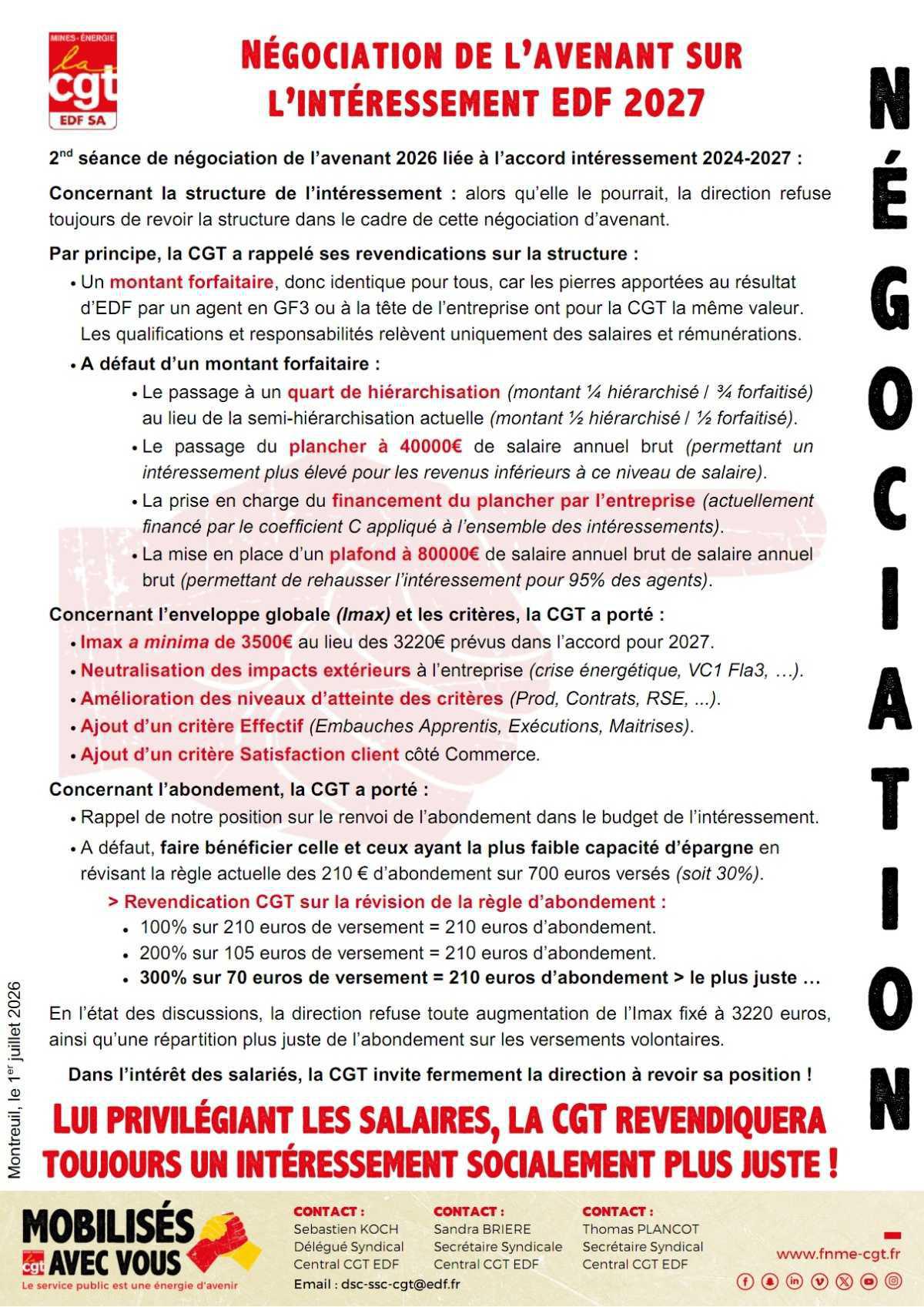 Négociations Intéressement 2027 