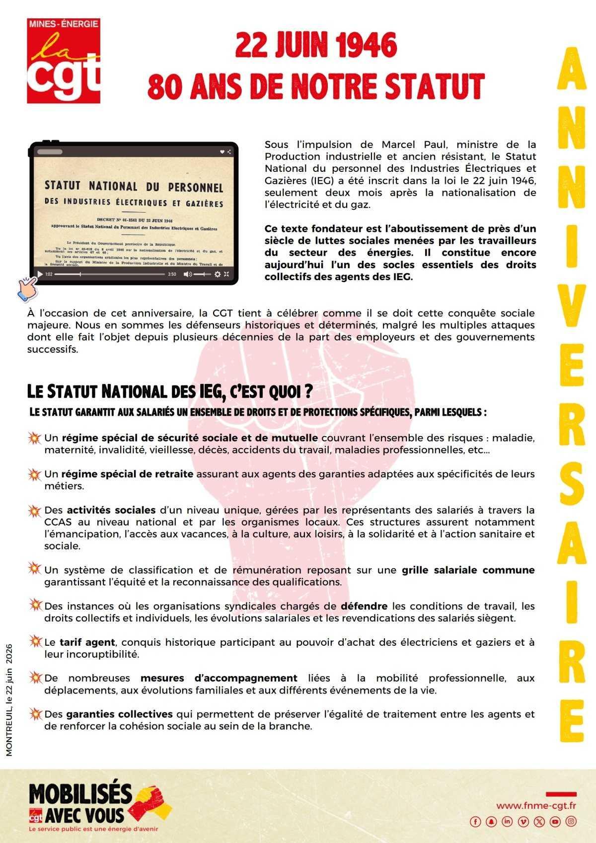 Notre Statut a 80 ans !