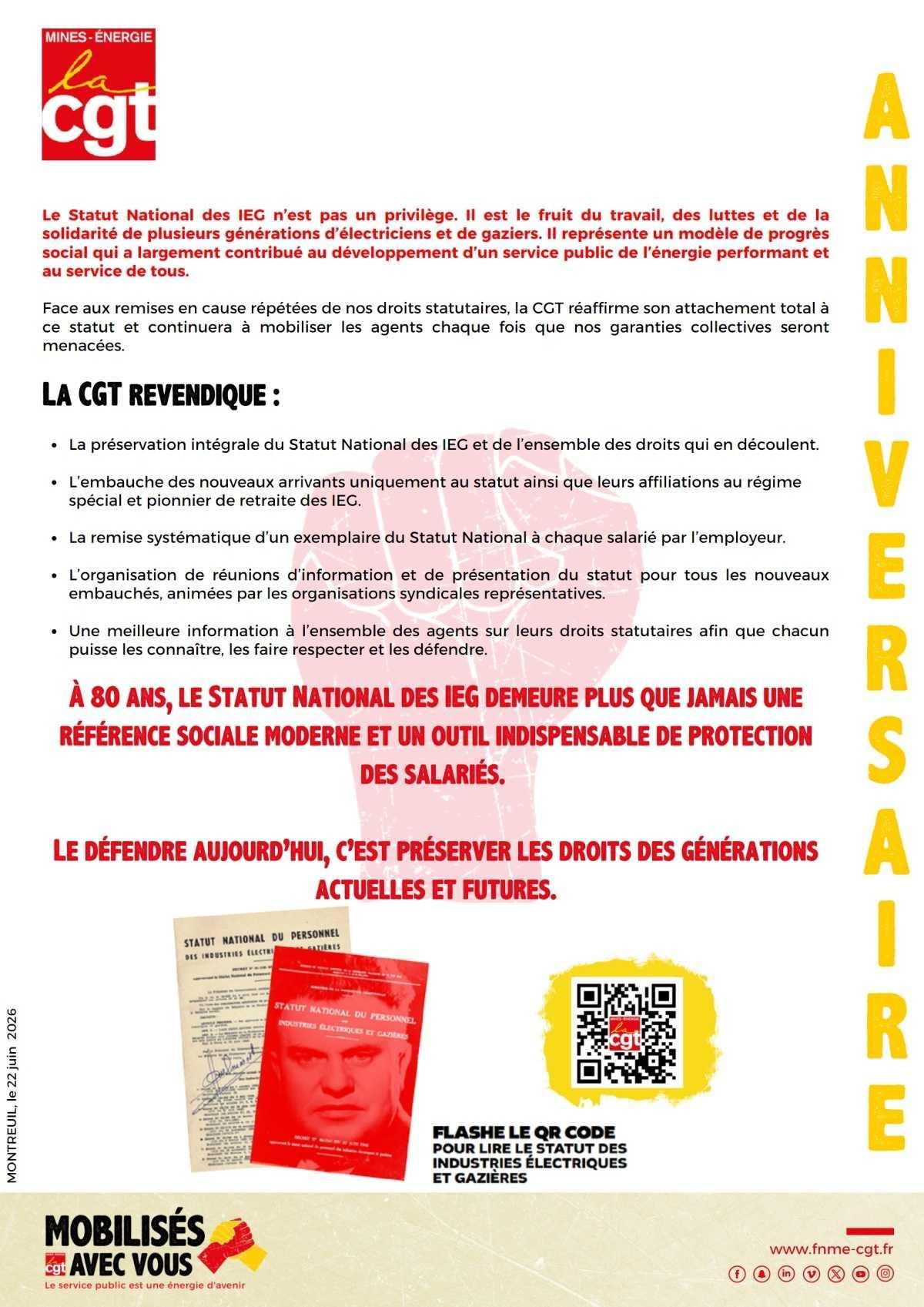 Notre Statut a 80 ans !