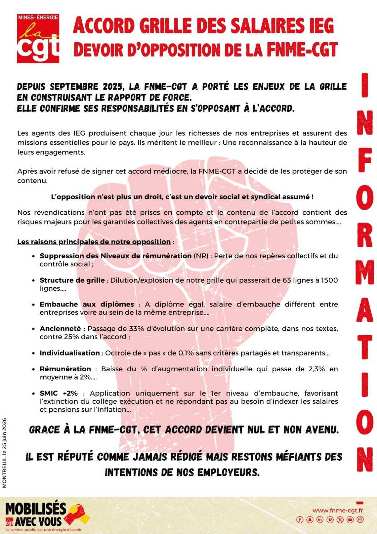 Pas de nouvelle Grille des Salaires dans les IEG!
