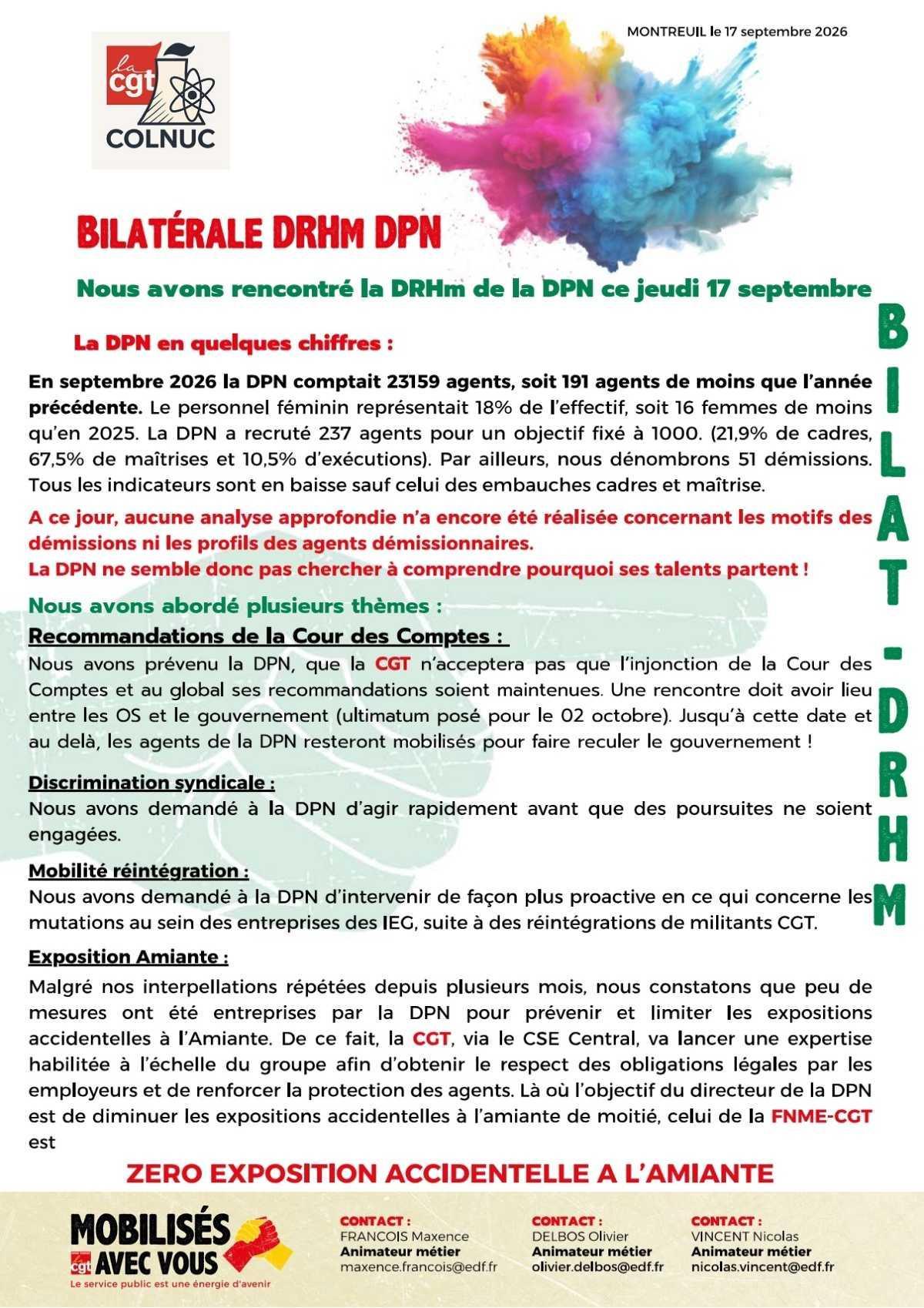 CR CGT bilatérale DRH DPN du 17/09 CR CGT bilatérale DRH DPN du 17/09