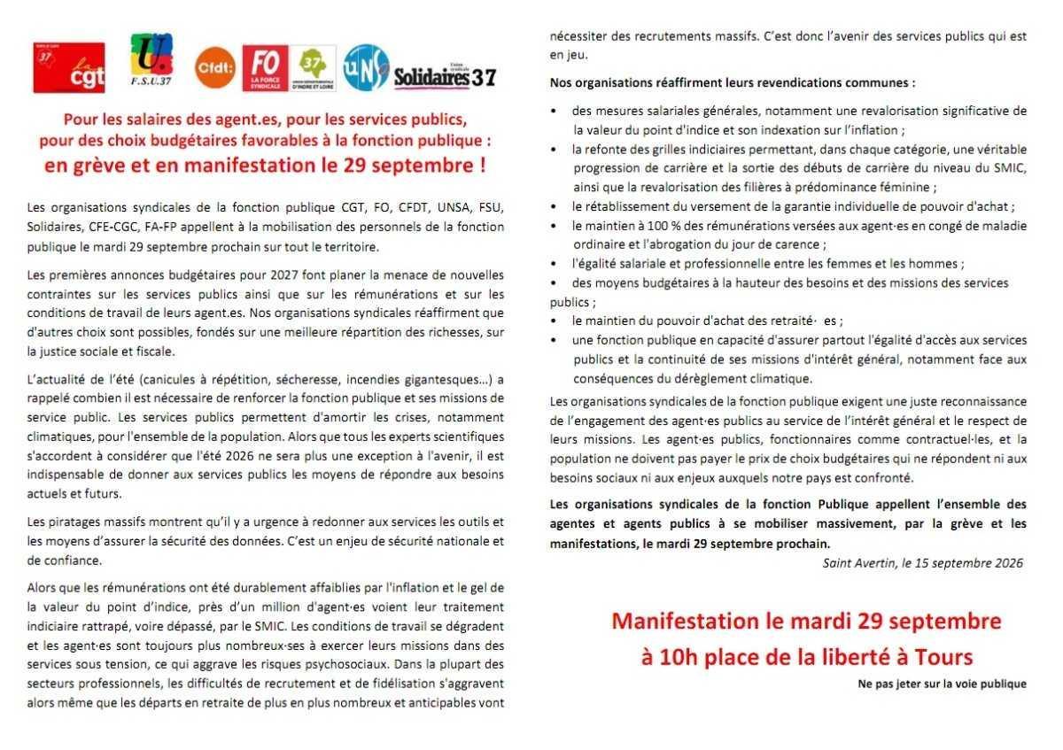 Défense des Services Publics le 29/09.
