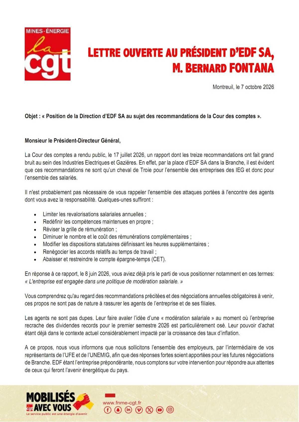 Lettre Ouverte CGT à FONTANA.