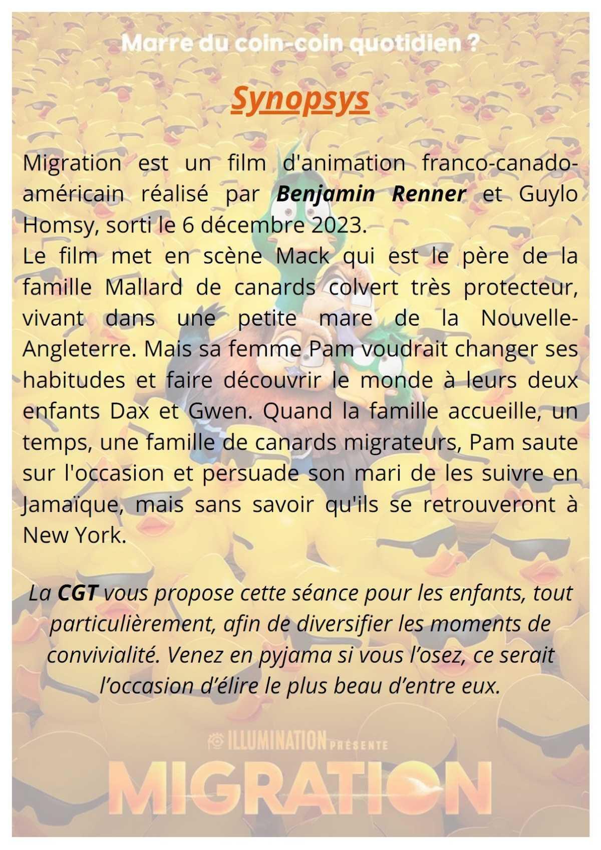 Séance film Migration offerte