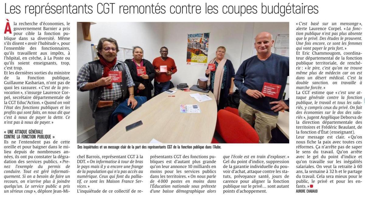 Les représentant CGT contre les coupes budgétaires