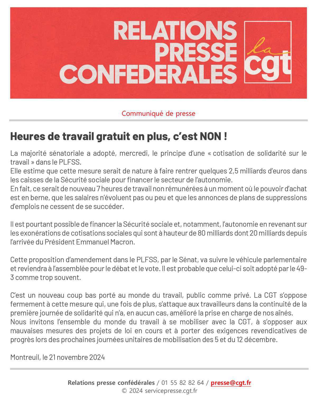 Heures de travail gratuit en plus, c'est NON !