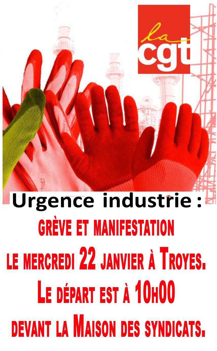 Appel à grève et manifestation le 22 janvier 2025 à 10h00 à Troyes