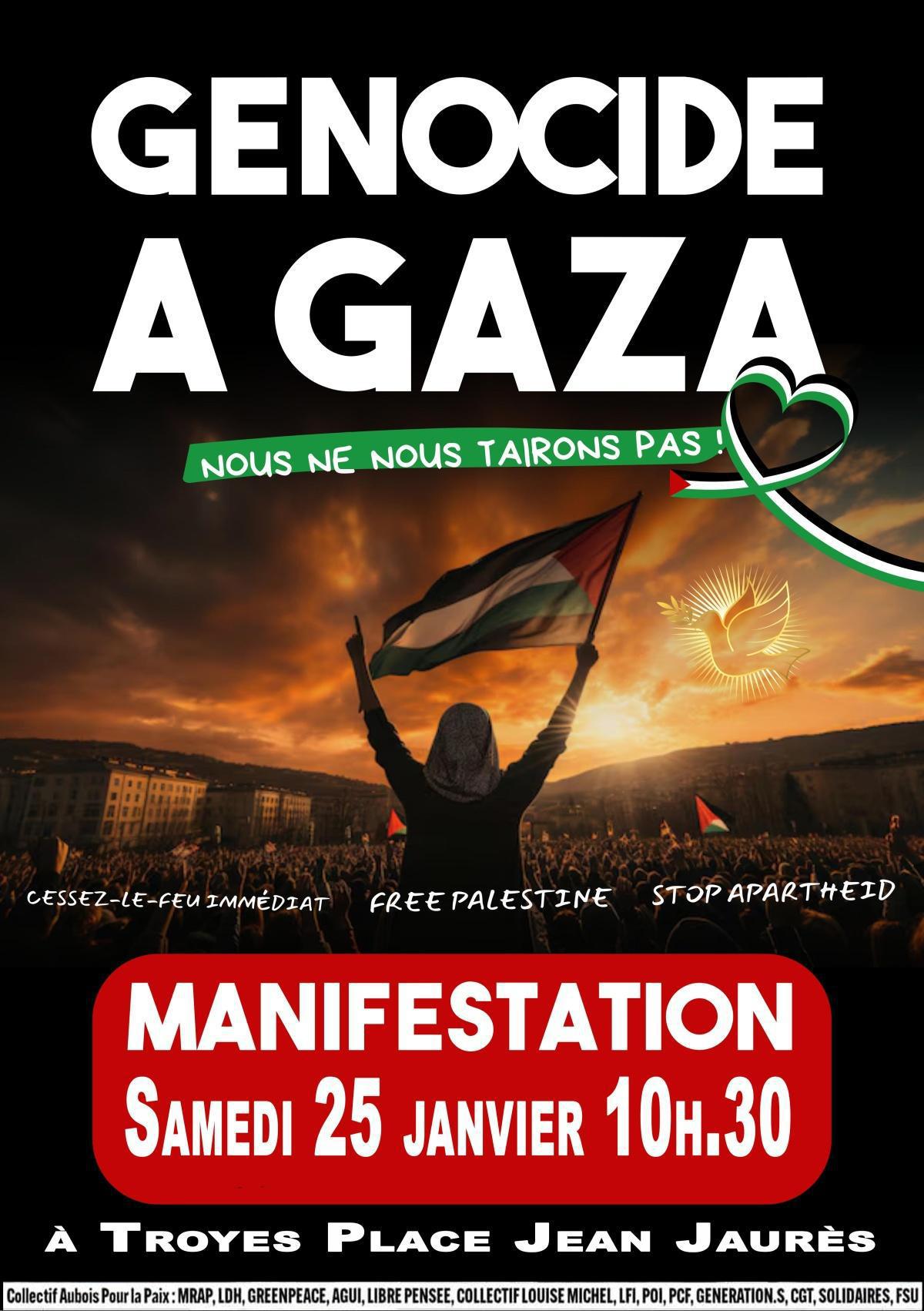 Palestine : Manifestation samedi 25 janvier à 10h. 30