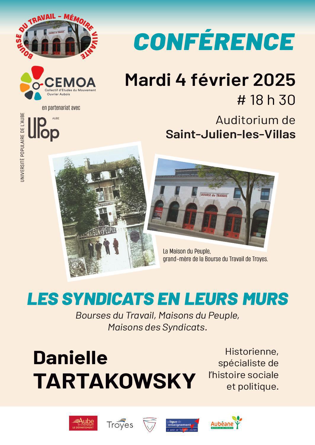 Conférence UPOP'AUBE-CEMOA Mardi 4 Février à 18h30 Auitorium Maison du Patrimoine