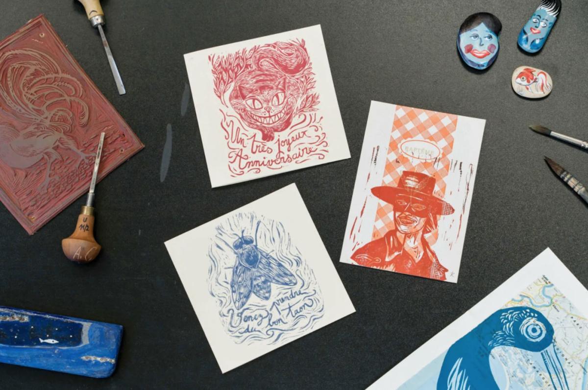 🖌️ Création de cartes postales à l'encre végétale avec Alain 🖌️ Création de cartes postales à l'encre végétale avec Alain