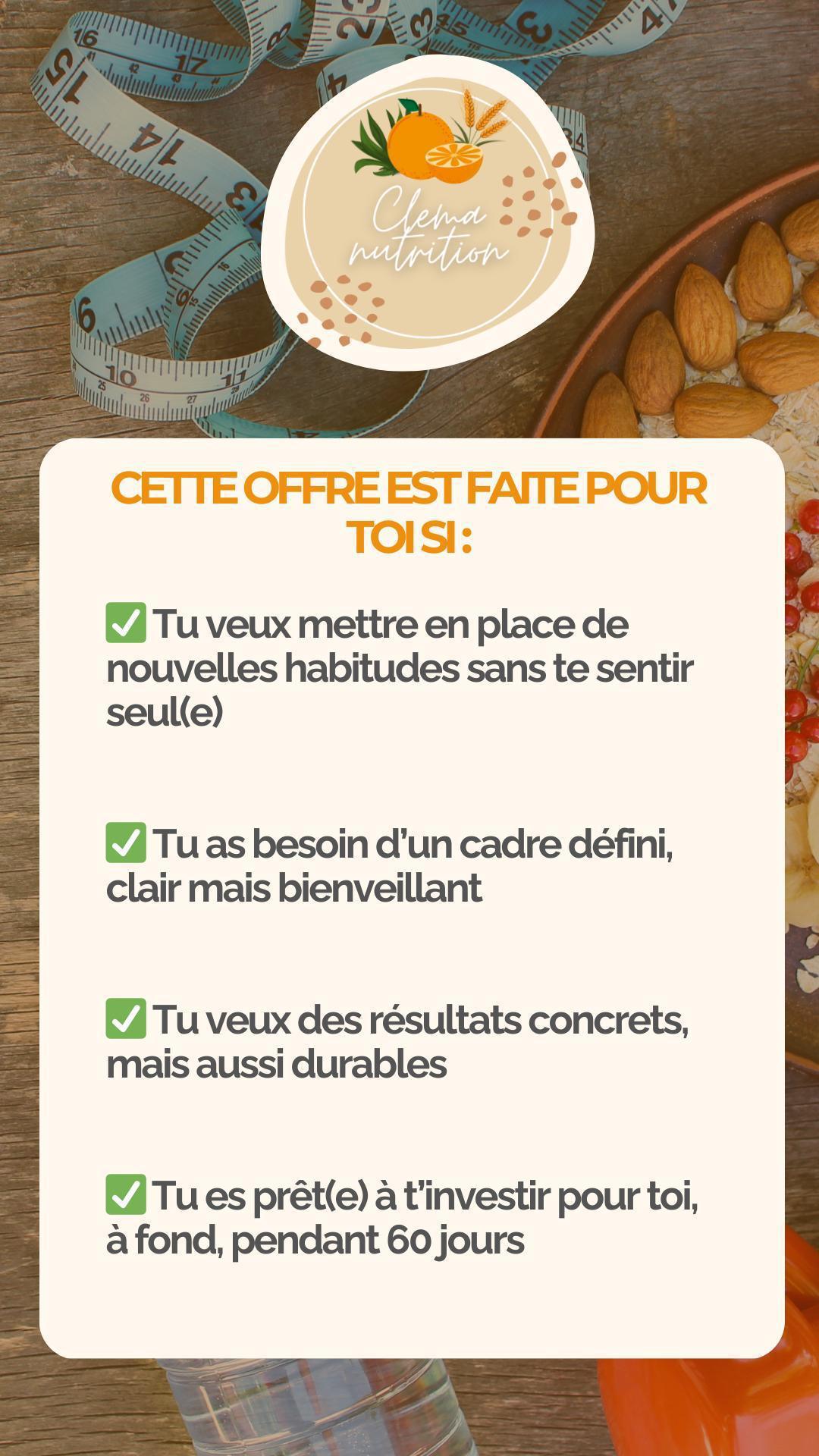 -10% sur l'accompagnement "60 jours pour te transformer" avec Clema Nutrition