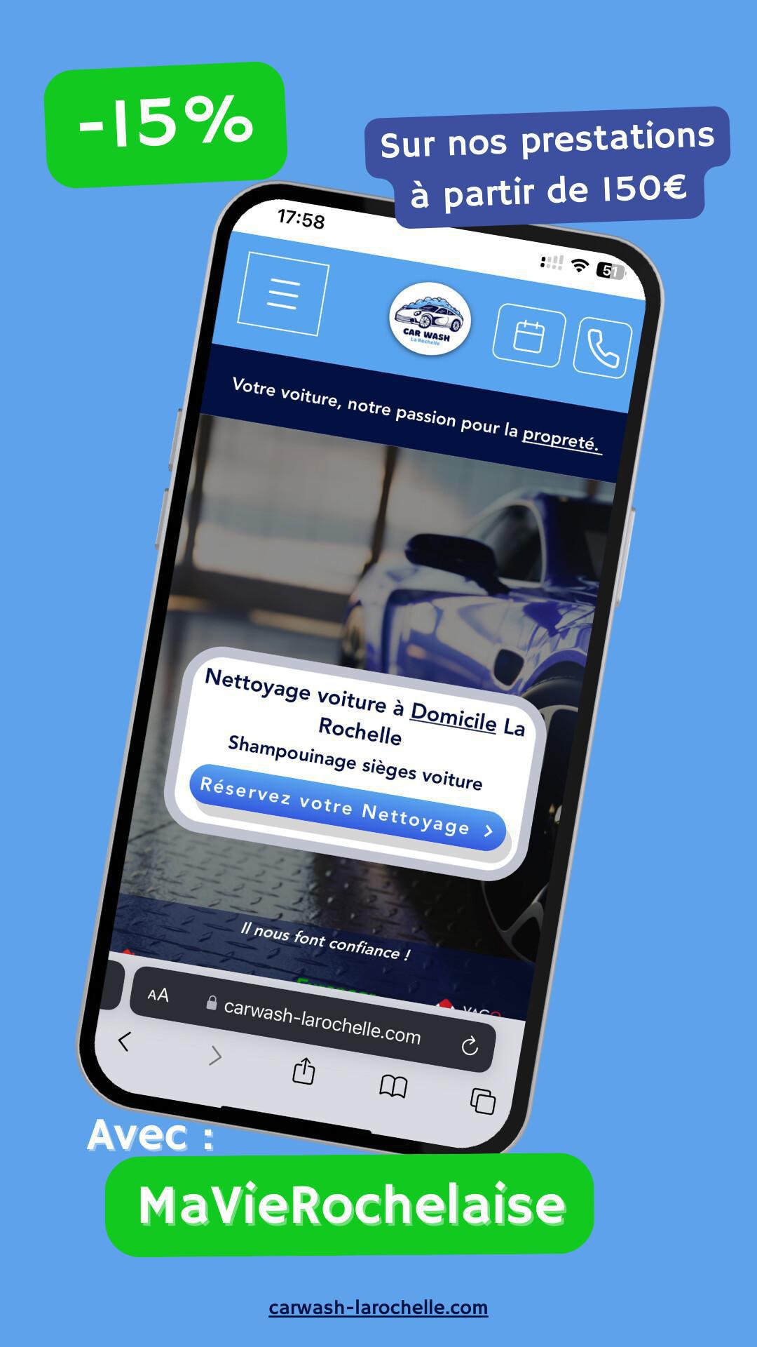 🚘 -15% sur votre nettoyage auto à domicile avec CarWash La Rochelle