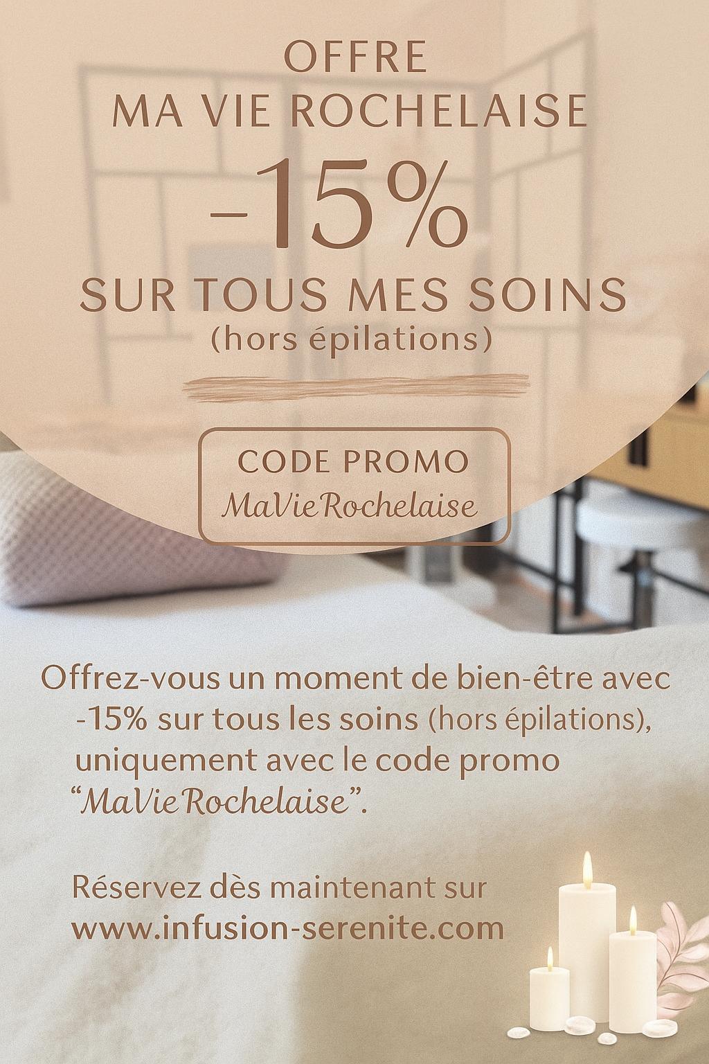 –15 % sur tous les soins chez Infusion Sérénité