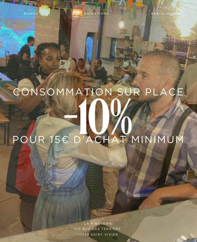 🍺 –10 % sur ta consommation sur place dès 15 € d’achat à La Riboterie ! 🍺 –10 % sur ta consommation sur place dès 15 € d’achat à La Riboterie !