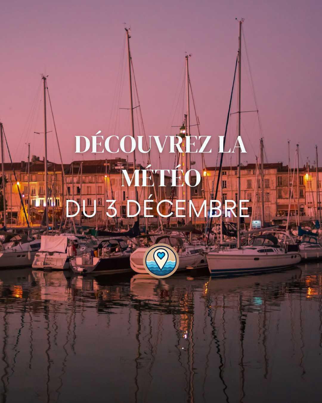 Météo à La Rochelle mercredi 3 décembre : ciel très nuageux, gouttes le matin, averses l’après-midi, vent modéré, mer et marées Météo à La Rochelle mercredi 3 décembre : ciel très nuageux, gouttes le matin, averses l’après-midi, vent modéré, mer et marées