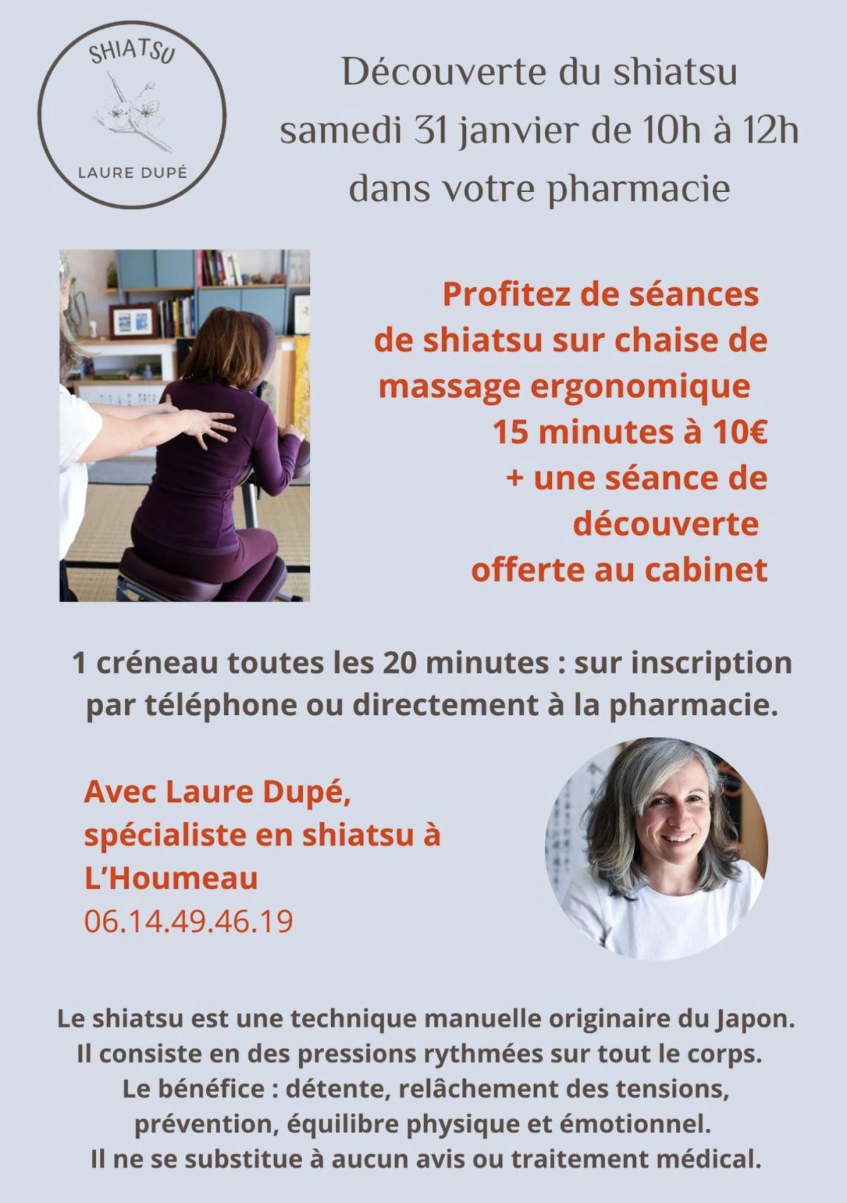 Shiatsu à la pharmacie de L'Houmeau