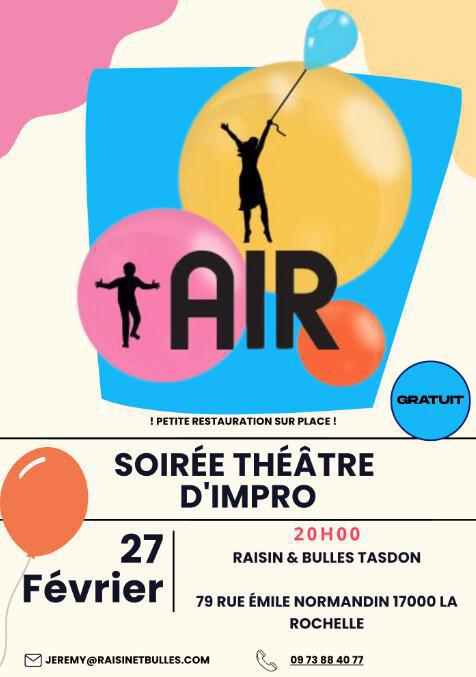 Soirée théâtre d'impro avec la compagnie Air Impro ! à Raisin & Bulles