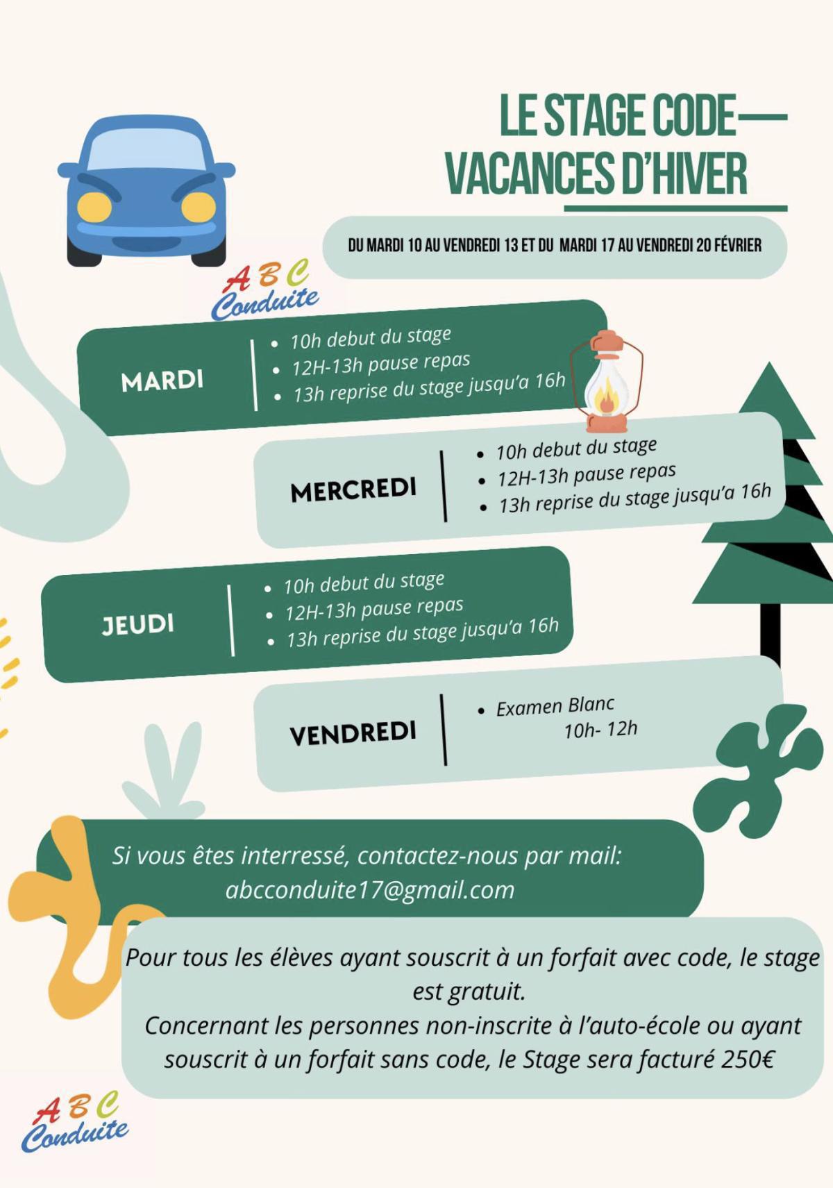 Stage Code – Vacances d'hiver à l'auto-école ABC Conduite Stage Code – Vacances d'hiver à l'auto-école ABC Conduite