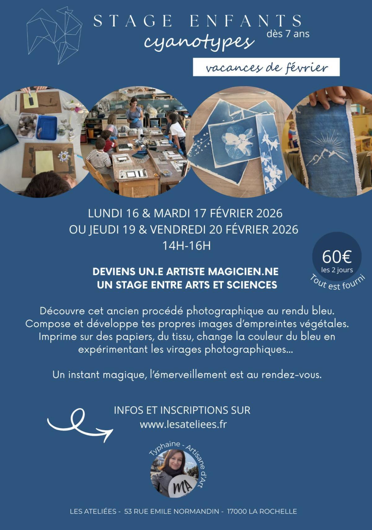 Stage enfants - cyanotypes à Les Ateliées Stage enfants - cyanotypes à Les Ateliées