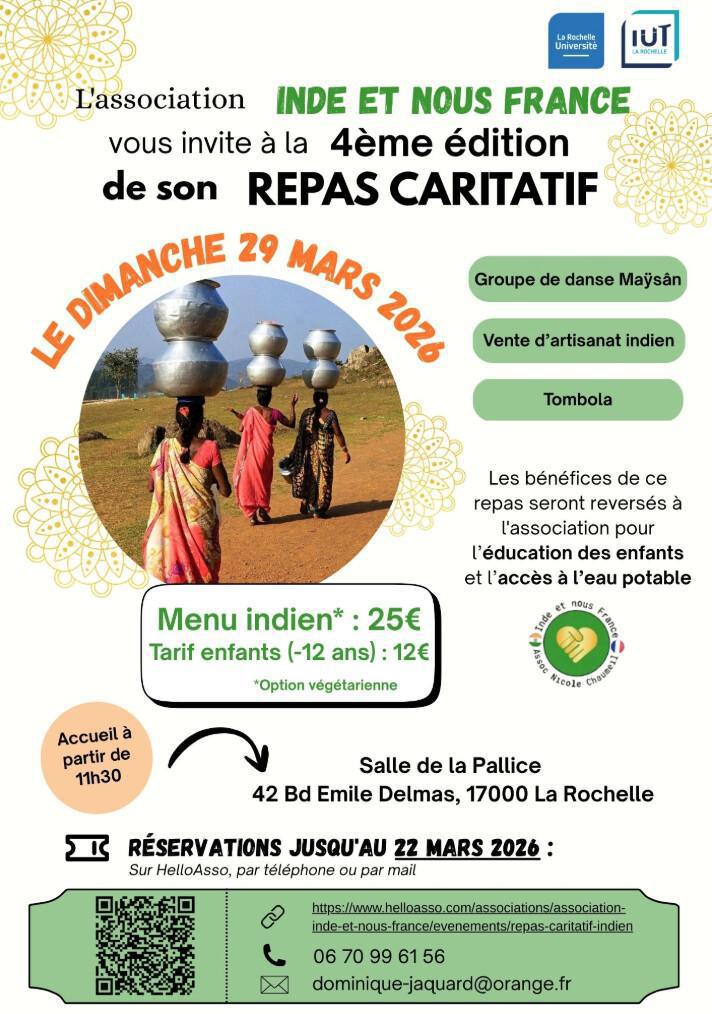 Repas caritatif indien : 4e édition à La Rochelle Repas caritatif indien : 4e édition à La Rochelle