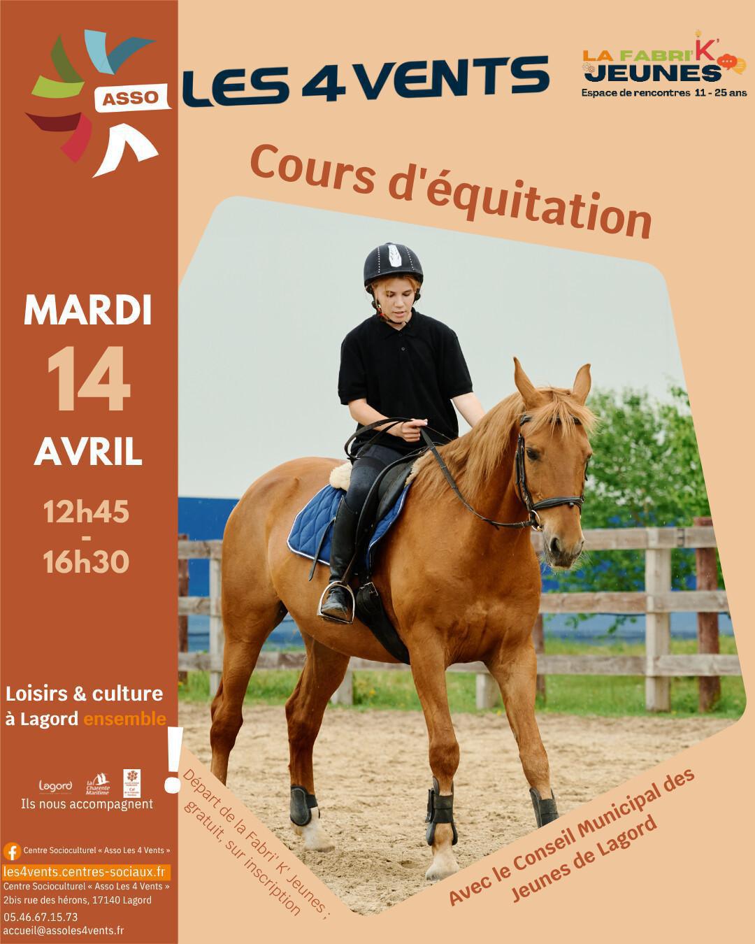 Cours d'équitation au Marais en Selle (11-25 ans)