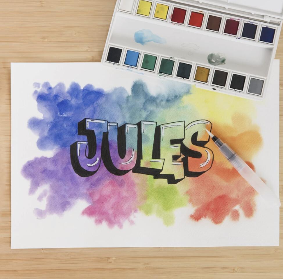 Atelier Mini Junior - Prénom graff à l'aquarelle à Cultura PUILBOREAU