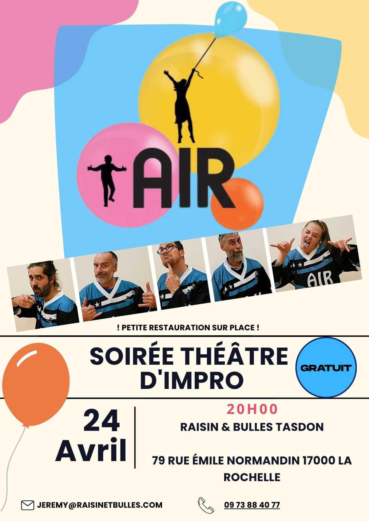 Soirée Théâtre d'impro : L'AIR à Raisin & Bulles Soirée Théâtre d'impro : L'AIR à Raisin & Bulles