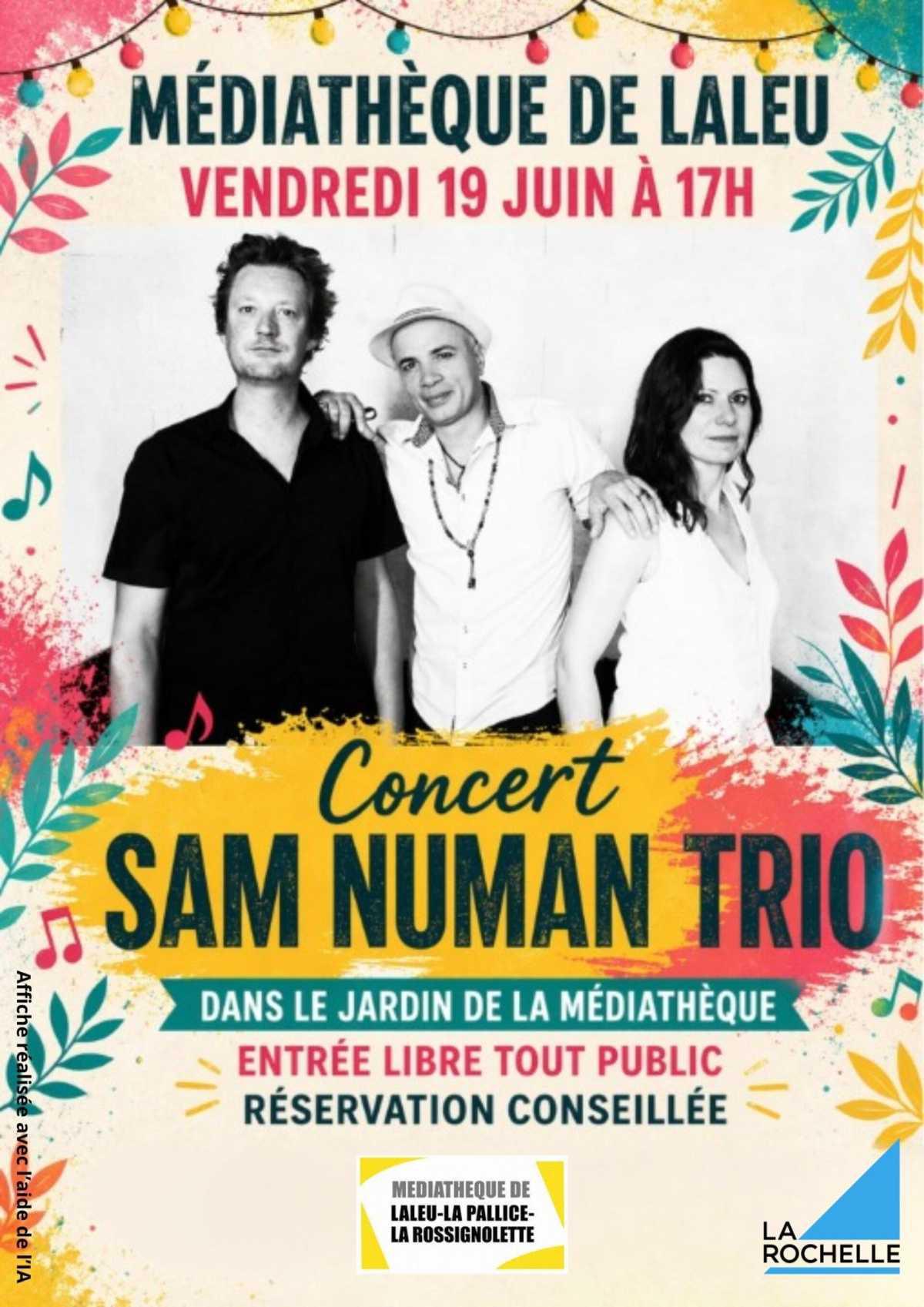 Concert Sam Numan Trio à la Médiathèque de Laleu Concert Sam Numan Trio à la Médiathèque de Laleu