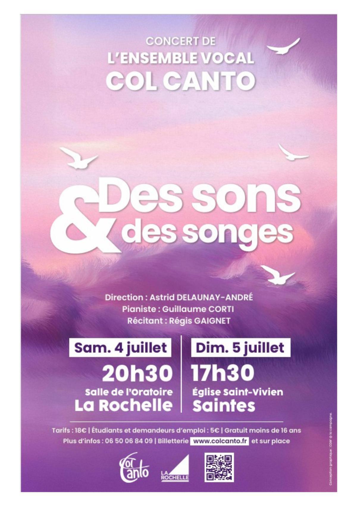 Concerts de l'Ensemble Vocal Col Canto à la Salle de l'Oratoire Concerts de l'Ensemble Vocal Col Canto à la Salle de l'Oratoire
