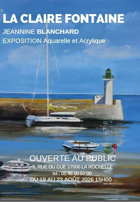Exposition d'aquarelles et acryliques de Jeannine Blanchard à la Résidence La Claire Fontaine Exposition d'aquarelles et acryliques de Jeannine Blanchard à la Résidence La Claire Fontaine