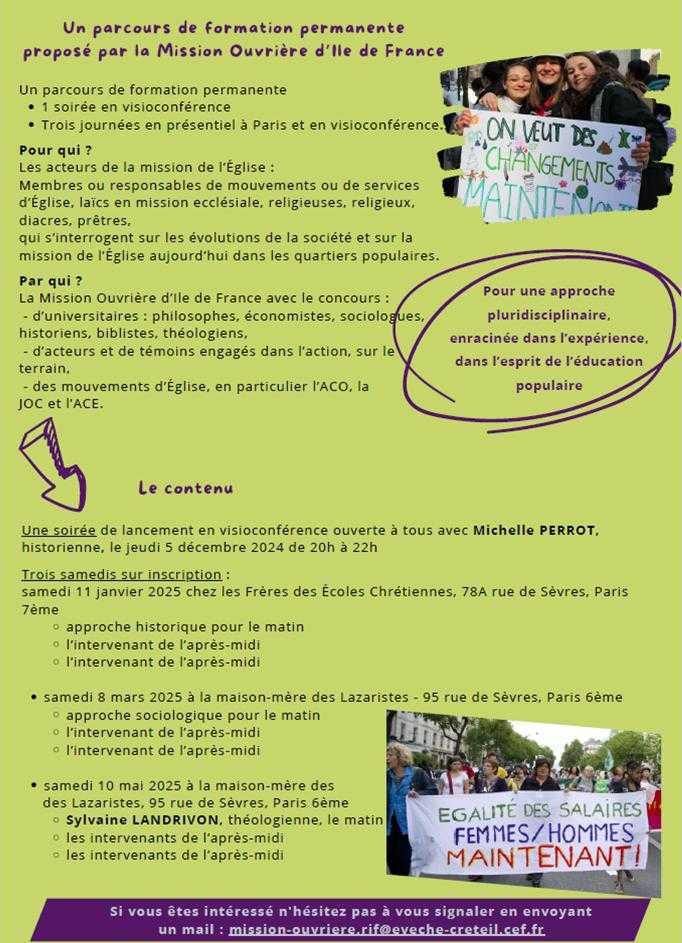 Formation de la Mission Ouvrière Formation de la Mission Ouvrière