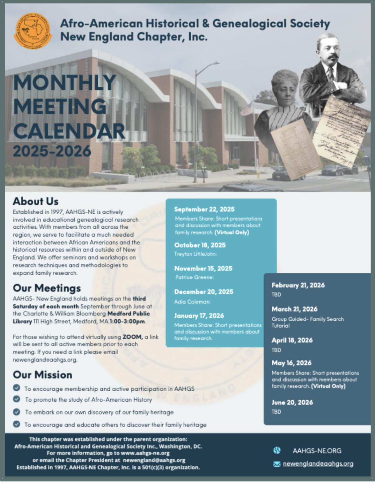 Afro-American Historical and Genealogical Society New England Chapter Afro-American Historical and Genealogical Society New England Chapter