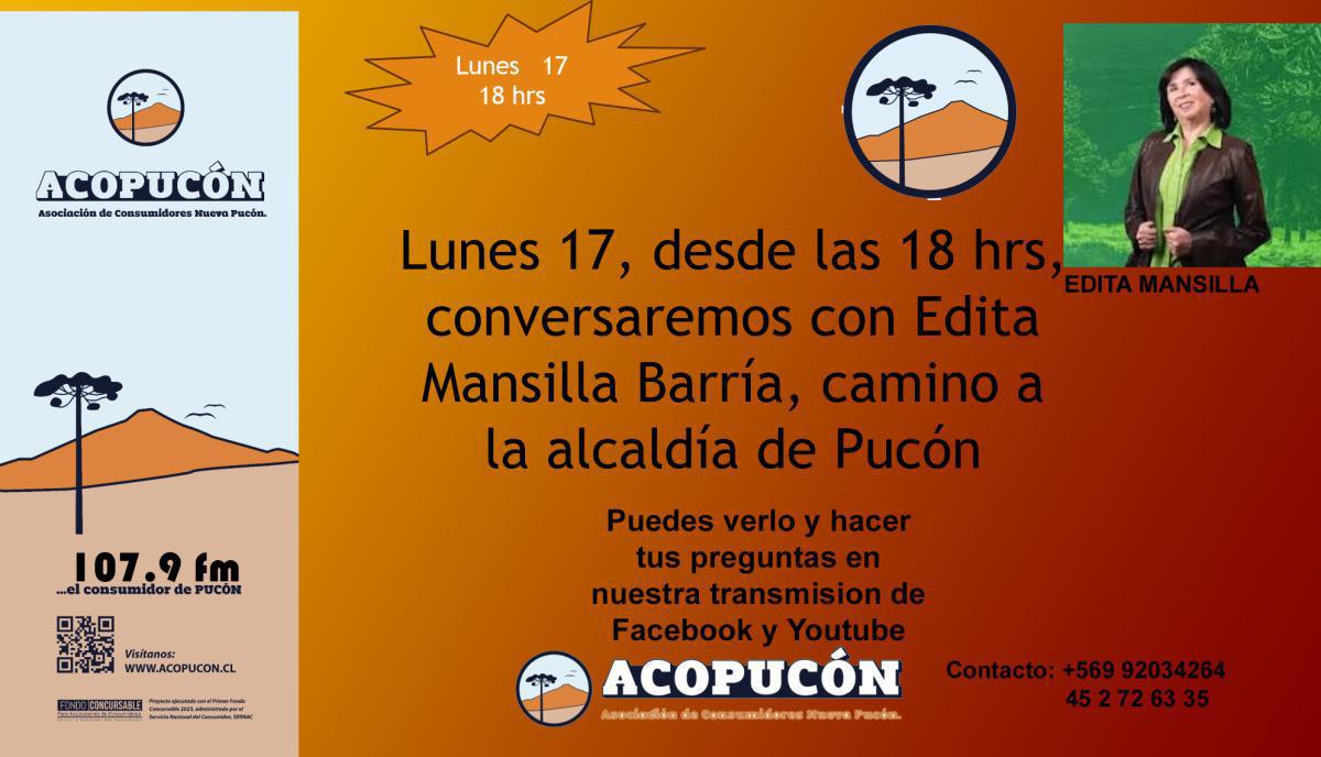 Este Lunes 17 conversaremos con Edita Mansilla