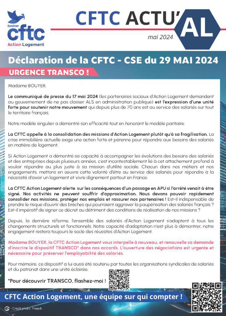 La CFTC interpelle Action Logement La CFTC interpelle Action Logement