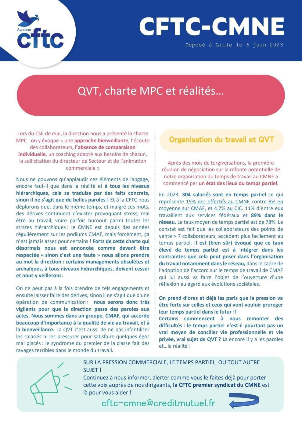 QVT, charte MPC et réalités…
