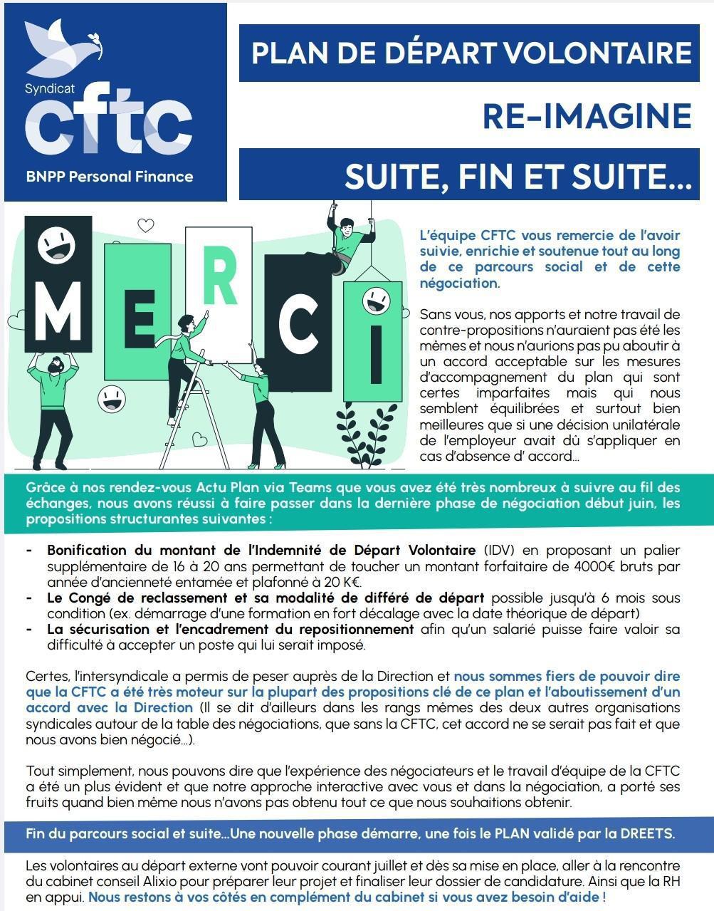 “PLAN DE DEPART VOLONTAIRE, fin du parcours social” chez BNPP Personal Finance