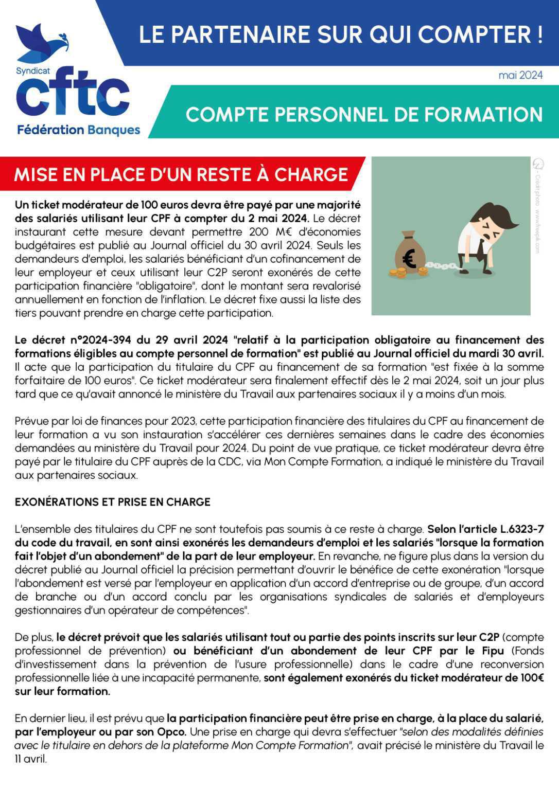 Fiche Pratique CFTC – CPF et reste à charge