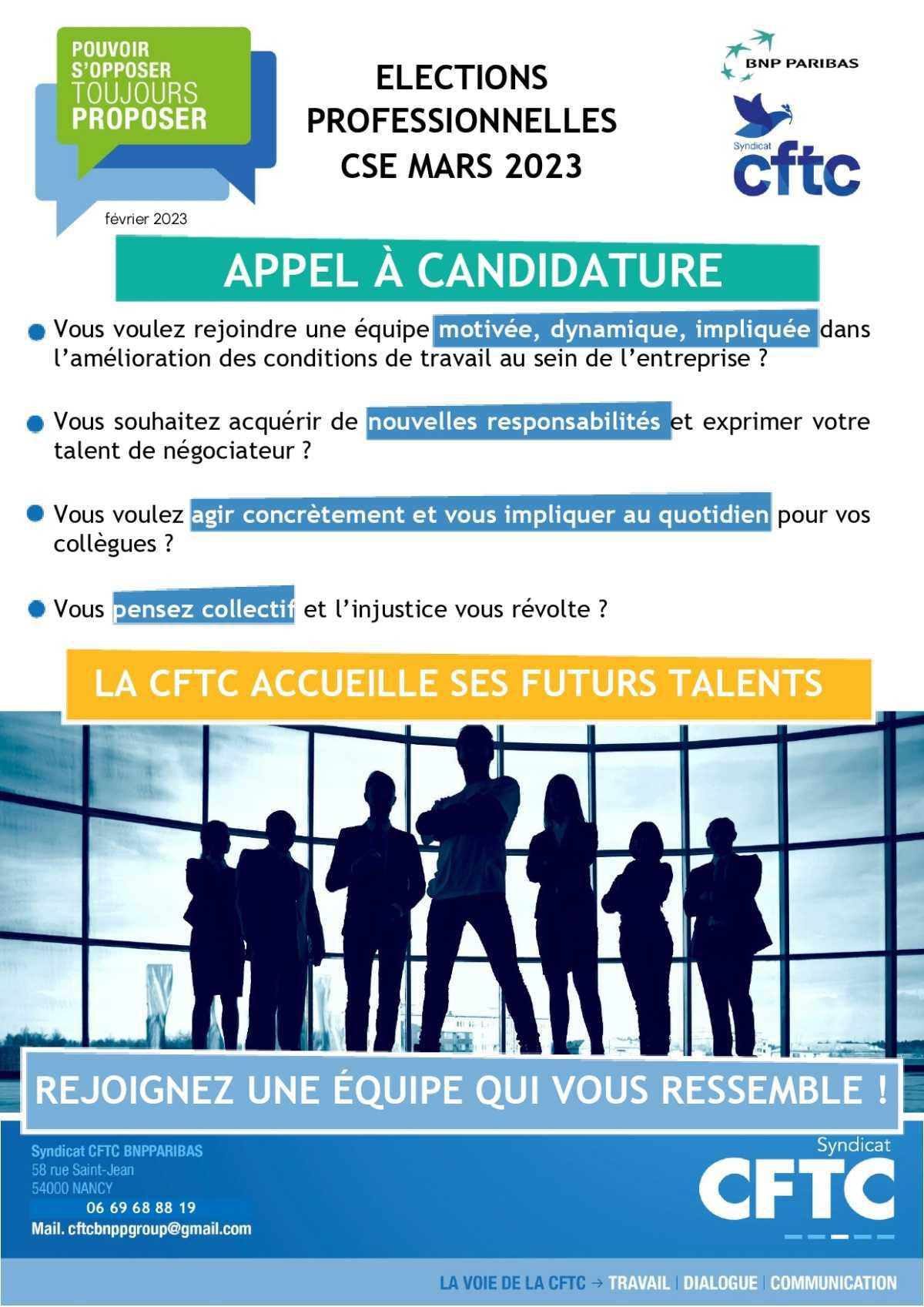 Appel à candidature / BNP SA