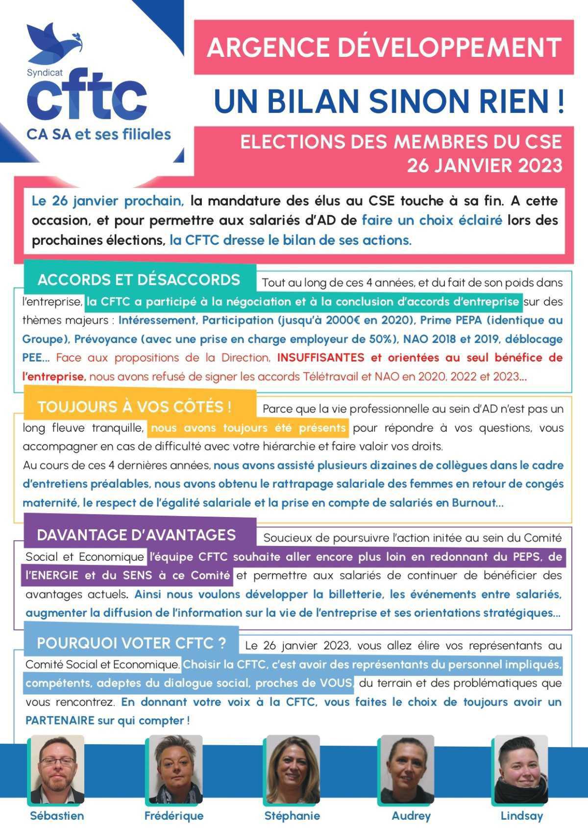 Bilan candidats / Argence