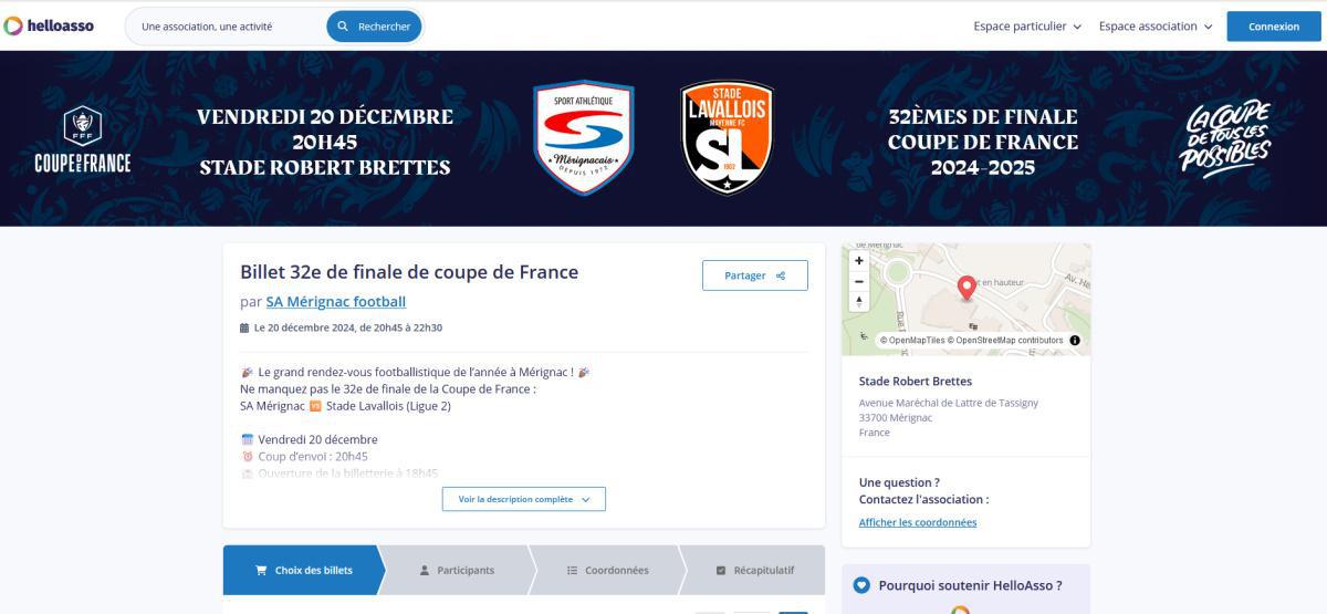 Soutien au SAM Football pour son match en 32ème de finale de la Coupe de France, le vendredi 20 décembre à 20h45