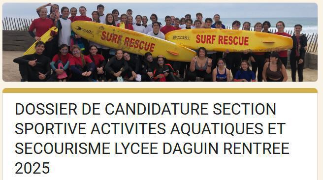 Rentrée 2025 - Dossier d'inscription pour notre section sportive Activités Aquatiques et Secourisme Rentrée 2025 - Dossier d'inscription pour notre section sportive Activités Aquatiques et Secourisme