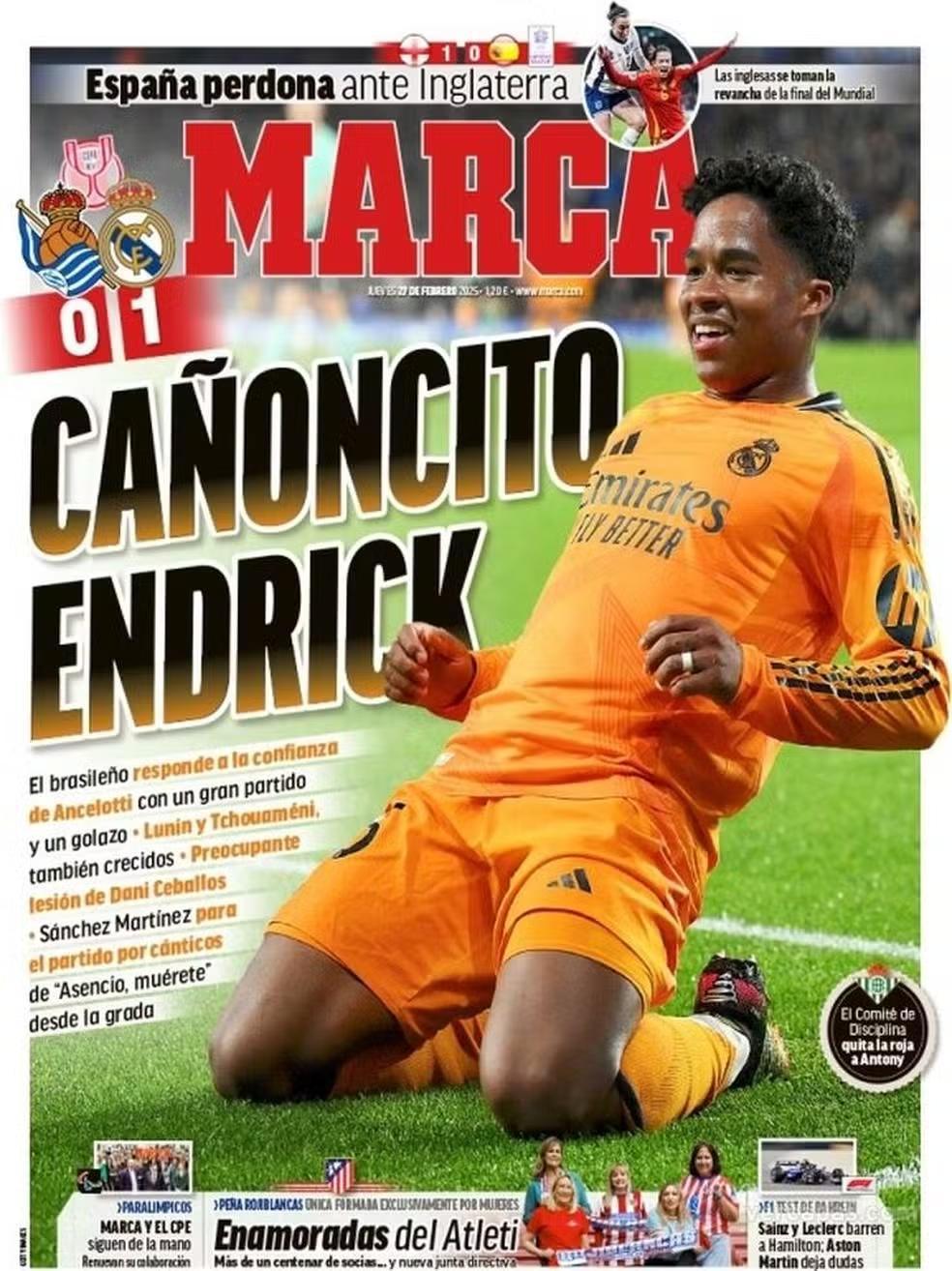 Jornais enaltecem Endrick após brilhar em vitória do Real Madrid: "Aproveita cada chance"