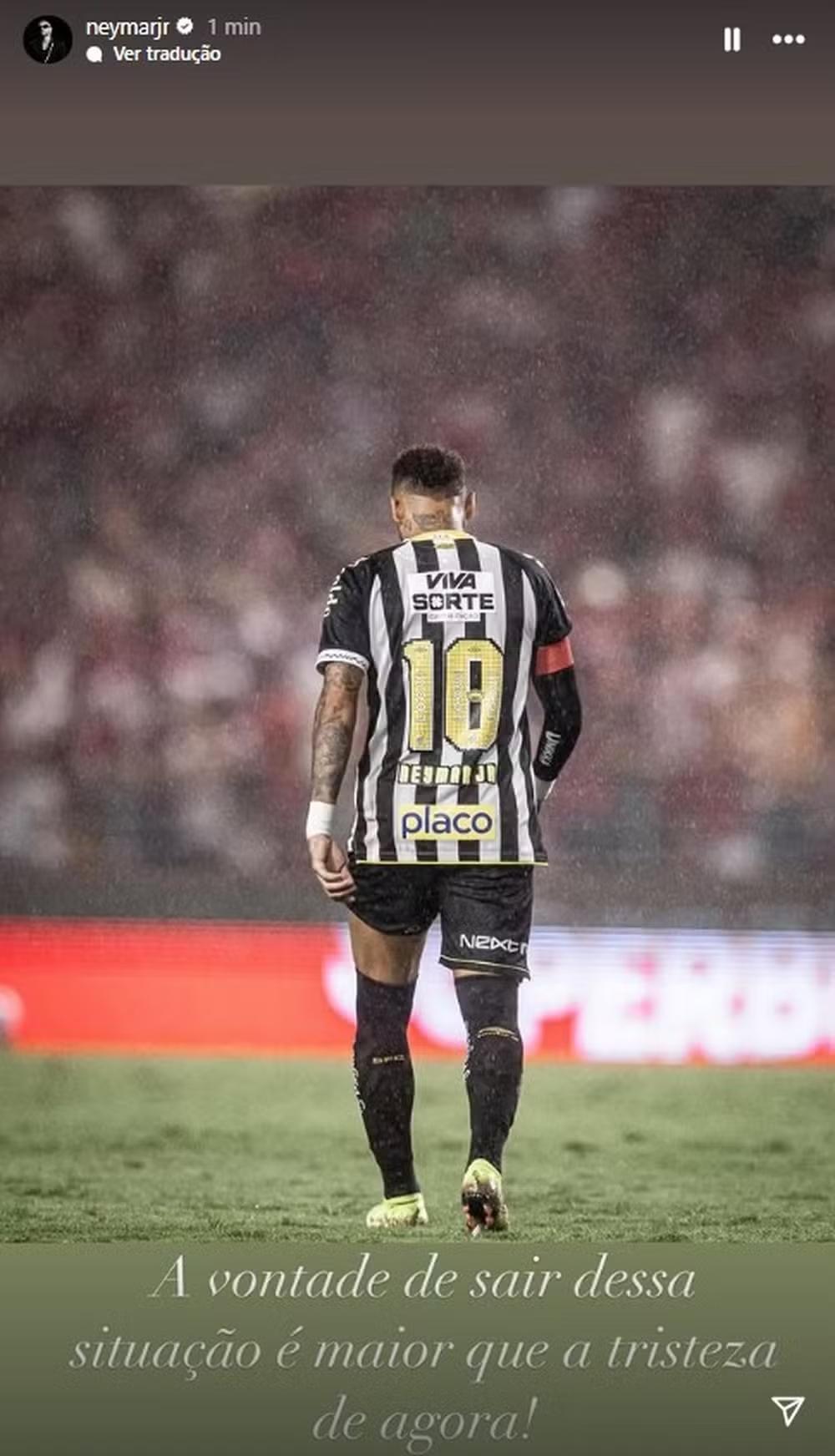 Neymar se pronuncia após queda do Santos na Copa do Brasil: “Vontade de sair dessa situação é maior do que a tristeza de agora!”