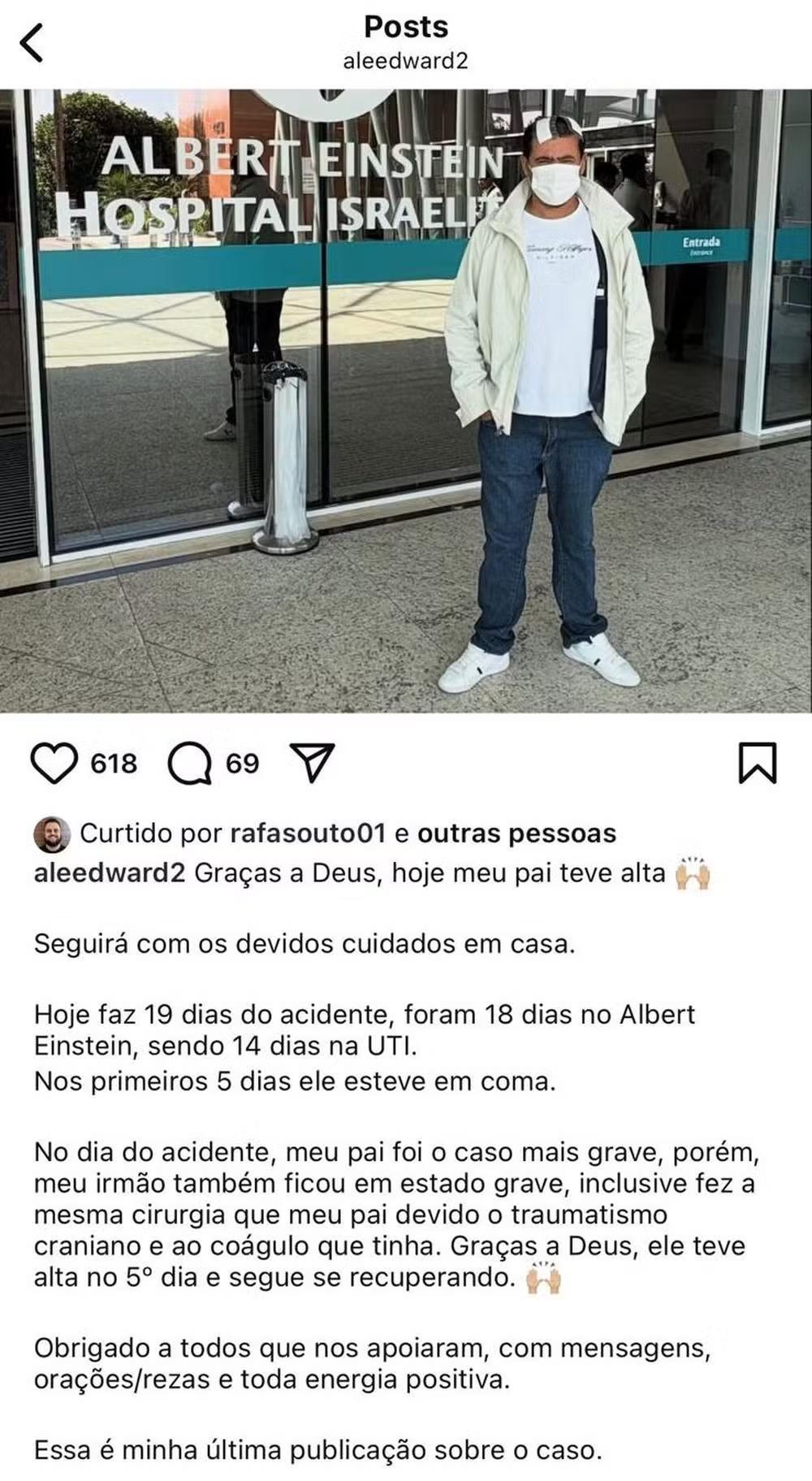 Torcedor atingido por estrutura metálica no Morumbis deixa hospital após quase três semanas internado Torcedor atingido por estrutura metálica no Morumbis deixa hospital após quase três semanas internado