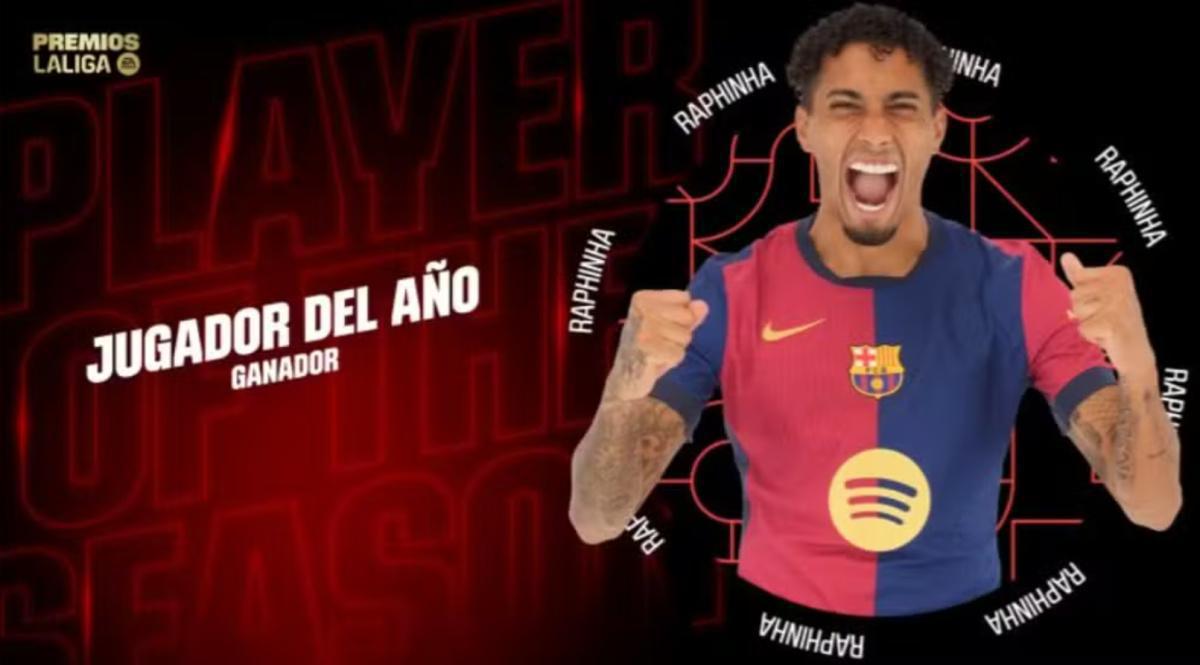 Raphinha é escolhido melhor jogador do ano pela LaLiga