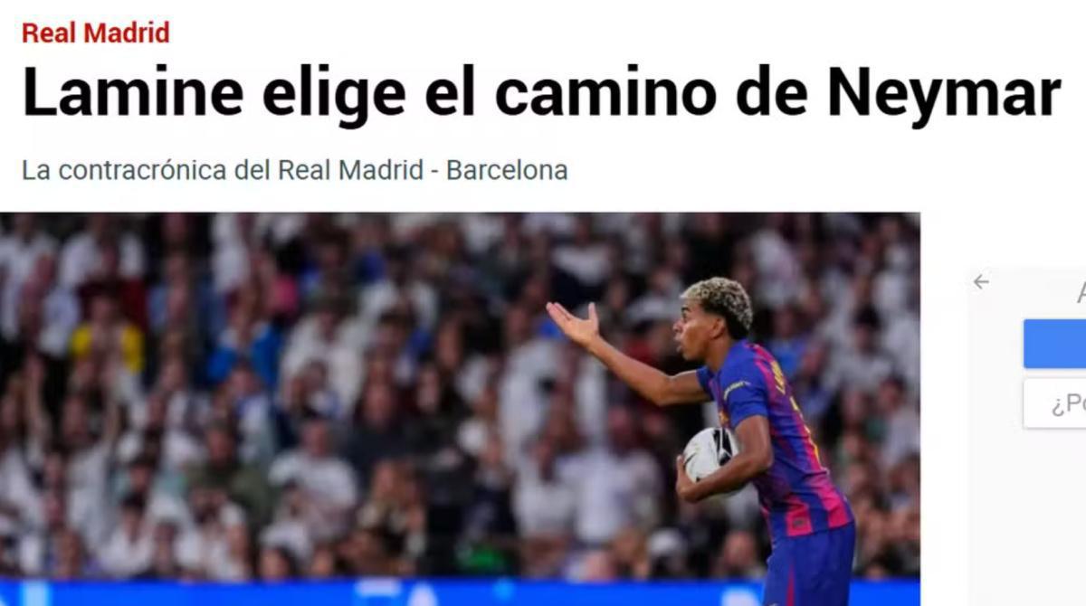 Imprensa espanhola critica Lamine Yamal antes do clássico: “Quer ser Neymar”